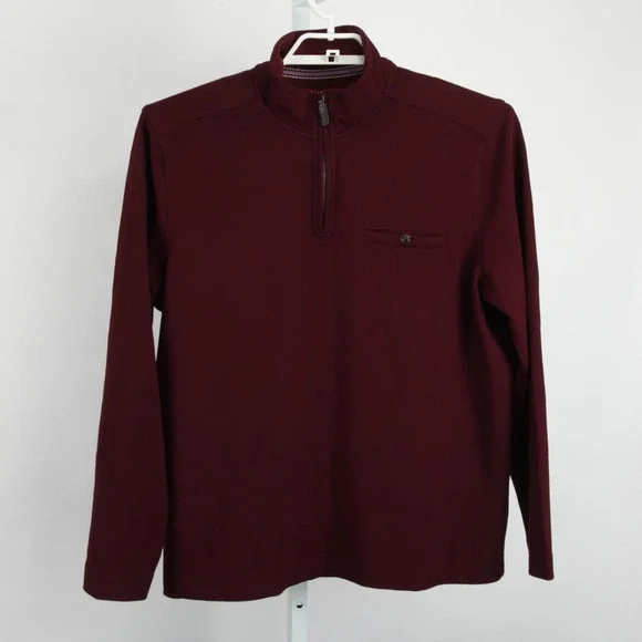 Johnston & Murphy XC4 Pullover Shirt Mens Large Maroon Quarter Zip Stretch - Picture 2 of 11